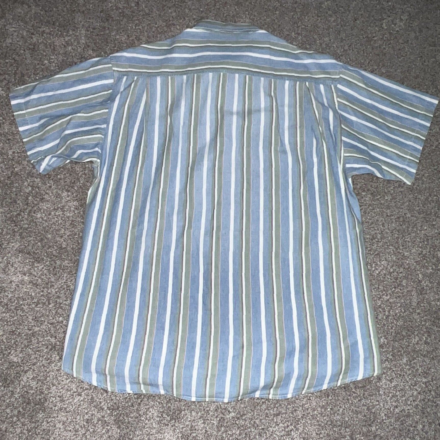 Guess Vintage Guess Button-Up Shirt Men’s Short Sleeve Green Blue Striped Size M Size US M / EU 48-50 / 2 - 4 Thumbnail