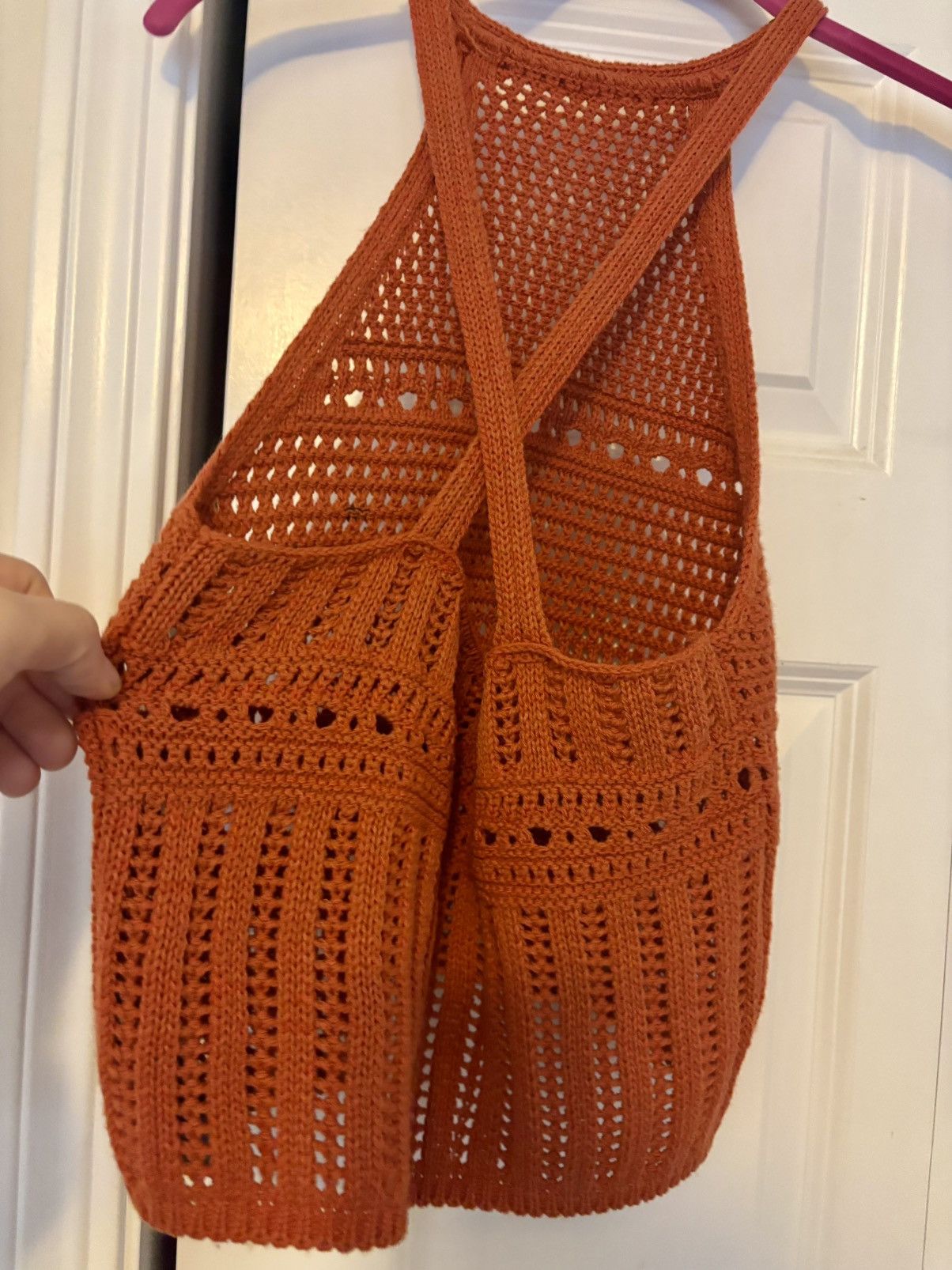 Vintage Crochet Handmade Vintage Tank Open Knit Halter Festival Size S / US 4 / IT 40 - 1 Thumbnail