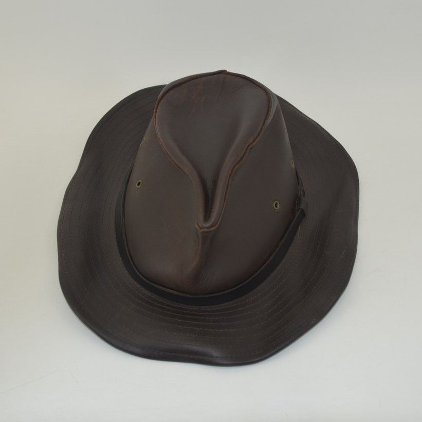 Vintage Henschel Hat Co. USA Dark Brown Oiled Leather Size M Cowboy Size ONE SIZE - 12 Thumbnail