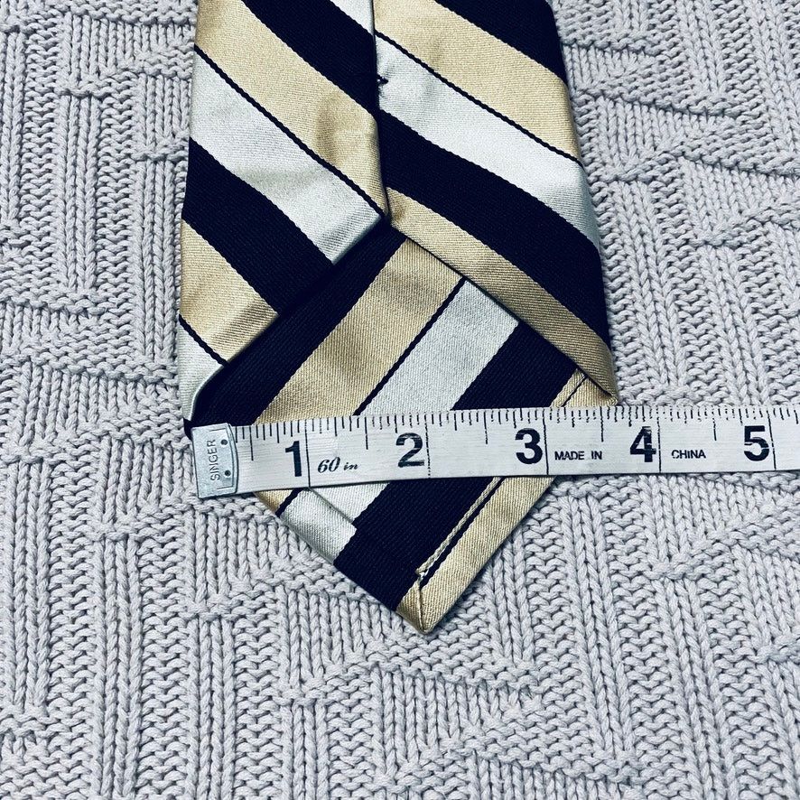 Calvin Klein Calvin Klein gold metallic striped silk tie Size ONE SIZE - 5 Thumbnail