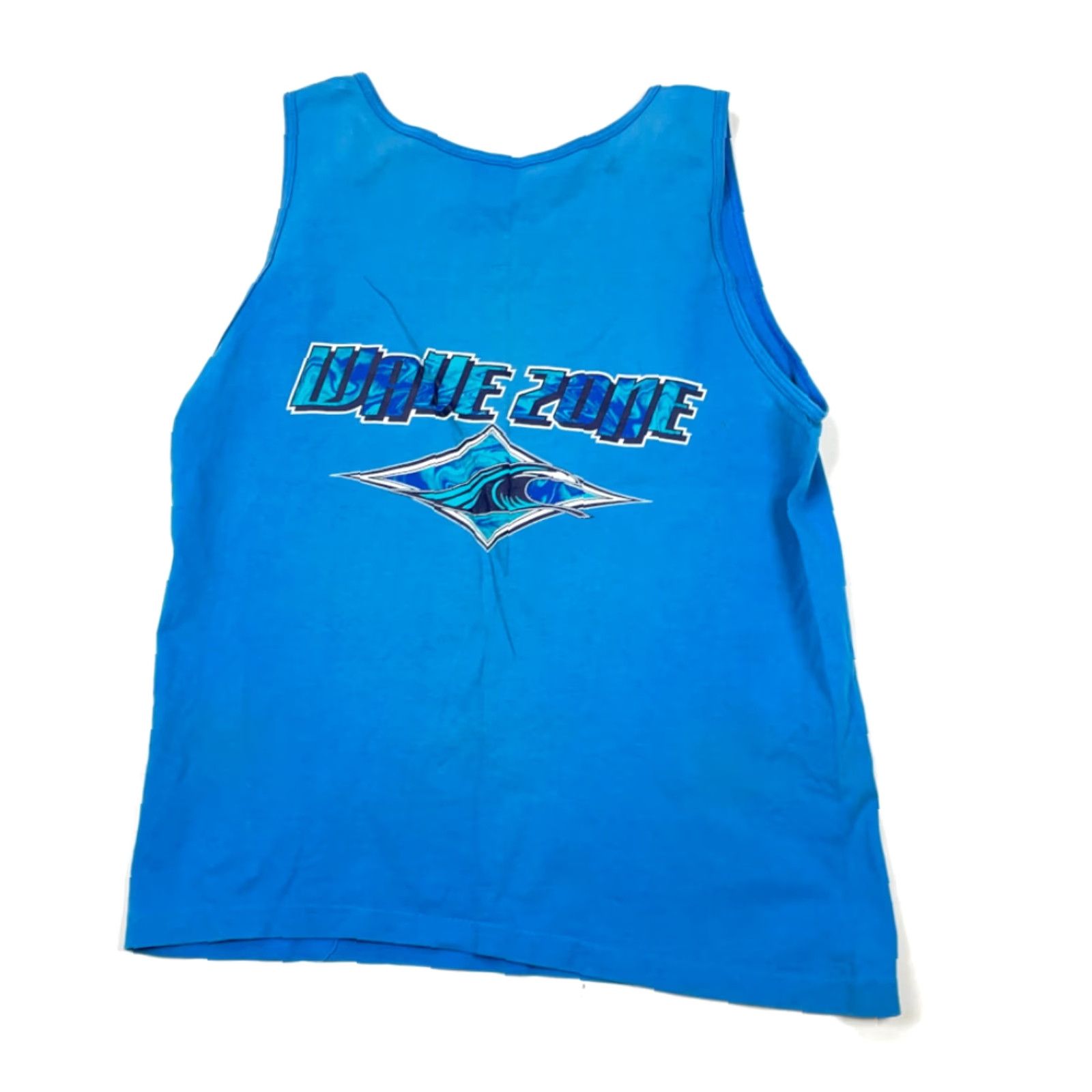 TEE JAYS VTG 90s Wave Zone Double-Sided Print Tank Top Adult Large Blue Tee Jays USA Surf Beach Shirt Mens L Blue 90s Theme Vintage Tank Top Size US L / EU 52-54 / 3 - 2 Thumbnail