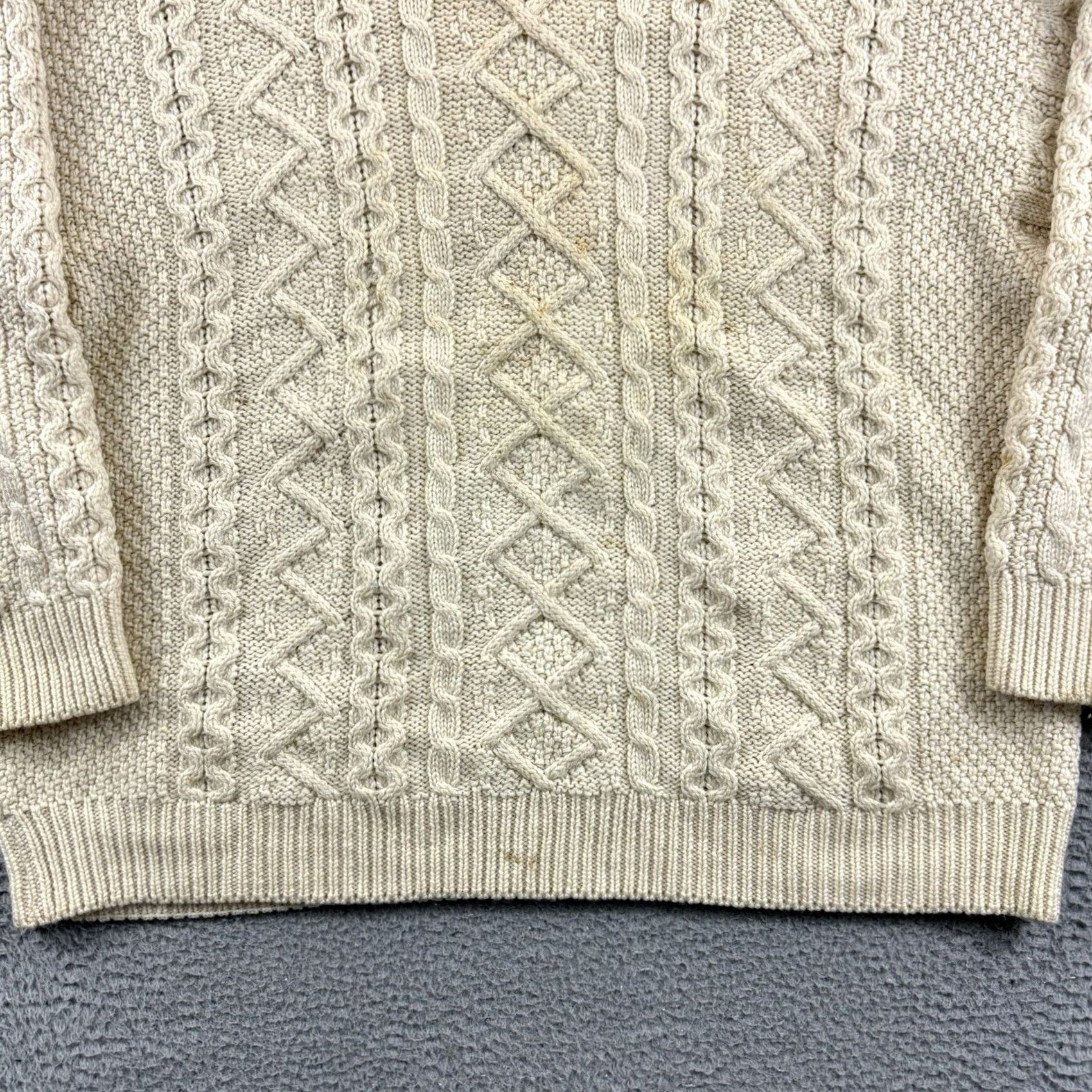 Vintage VINTAGE Aran Crafts Sweater Mens 2XL Beige Cable Knit Fisherman Wool Pullover Size US XXL / EU 58 / 5 - 2 Thumbnail