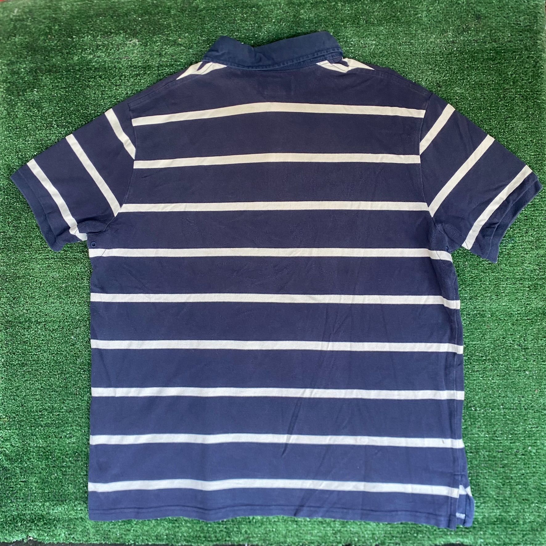 Polo Ralph Lauren Vintage Y2K Ralph Lauren Shirt Navy Striped Logo Polo Shirt Size US XXL / EU 58 / 5 - 5 Thumbnail