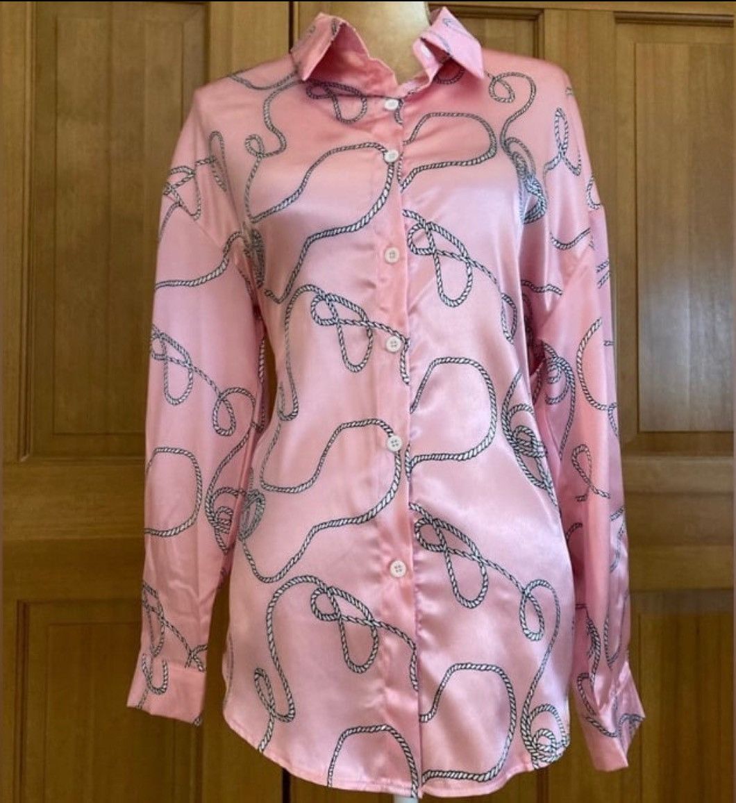 Designer × Other NWT, Gorgeous Pink Lavishly Paris Women’s Chainlink Blouse Size S / US 4 / IT 40 - 10 Thumbnail
