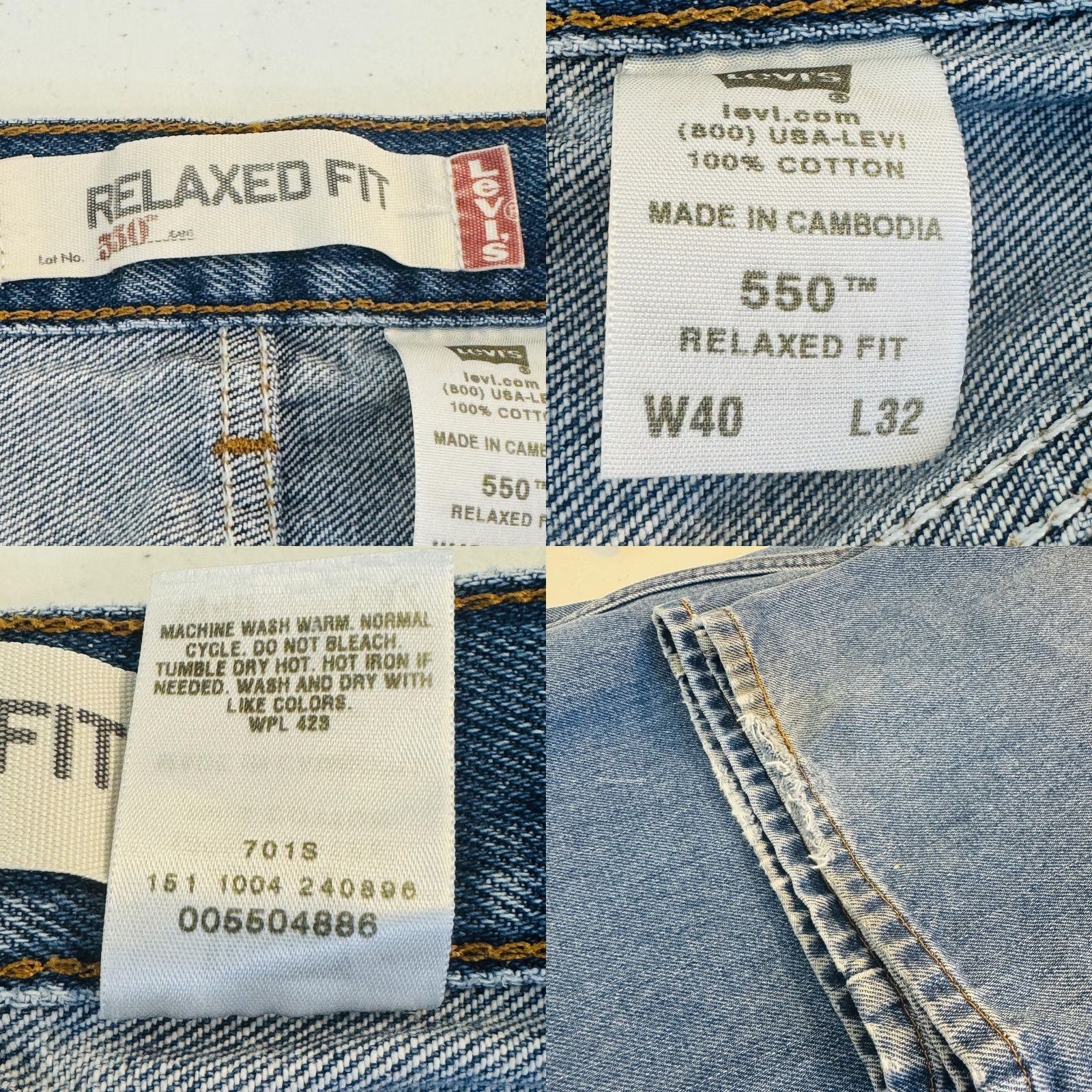 Levi's Levi's 550 Jeans Mens 40x32 Blue Medium Wash Relaxed Tapered Denim Zip Fly Size US 40 / EU 56 - 8 Thumbnail