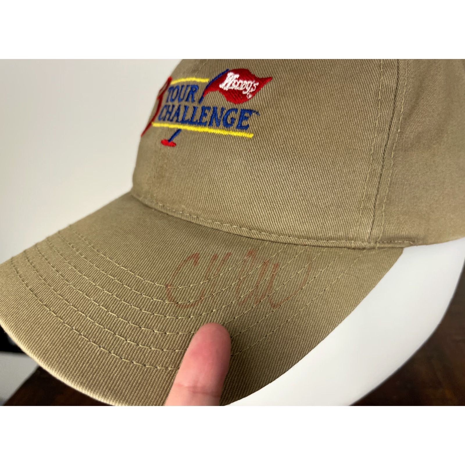 Vintage Wendy's 3-Tour Challenge Golf Tournament Hat Cap Strap Back OS Beige Cotton Size ONE SIZE - 4 Thumbnail
