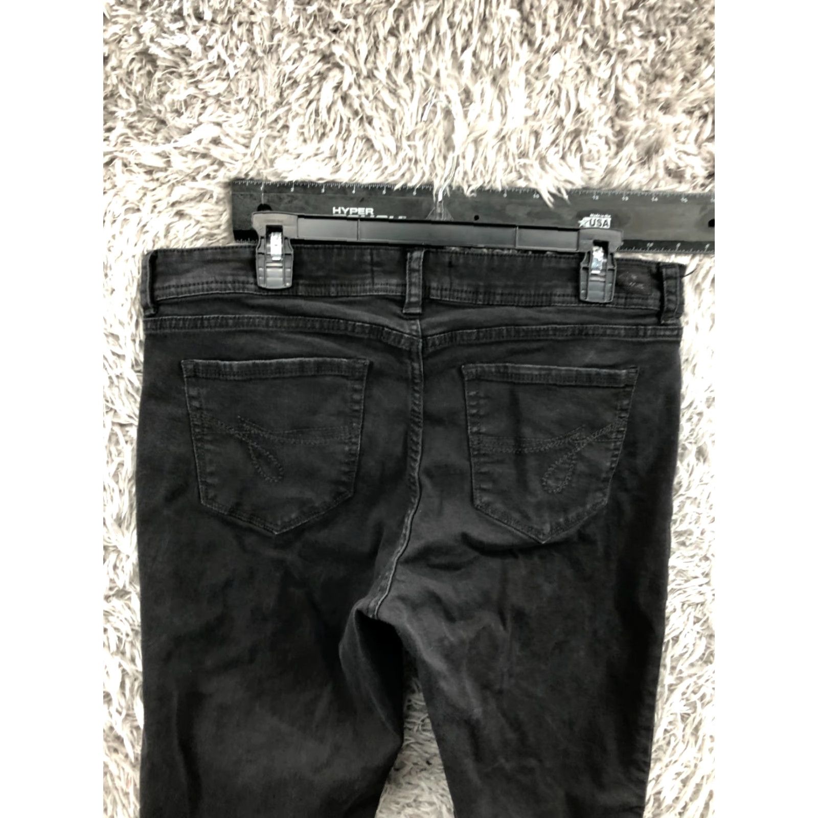 Jordache Jordache Jeans Skinny Size 14 Womens Dark Wash Black Leather Buttons Zipper Logo 5-Pocket Regular Inseam 29 Size 36" / US 14 / IT 50 - 6 Thumbnail