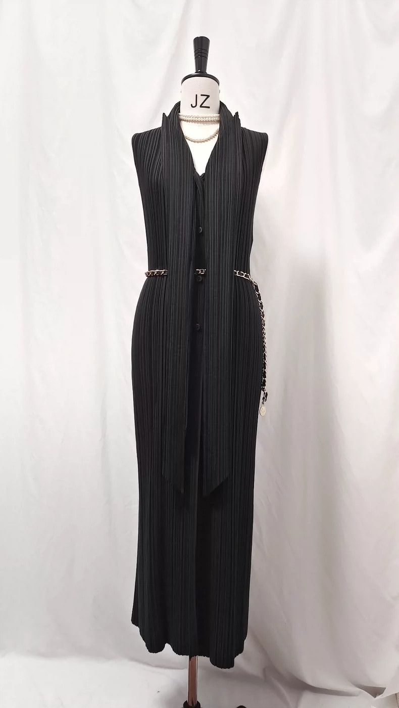 Issey Miyake Issey Miyake size:3 Black long ribbon cardigan dress Size L / US 10 / IT 46 - 3 Thumbnail
