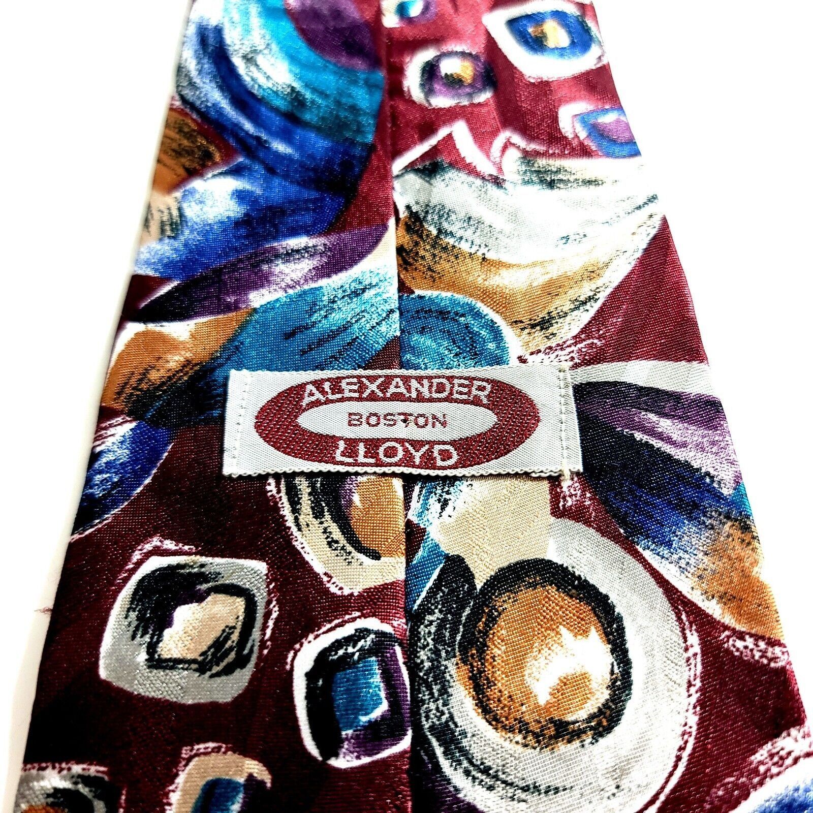 Designer Alexander Lloyd Boston Red Teal Abstract Print Polyester Lon Size ONE SIZE - 3 Thumbnail