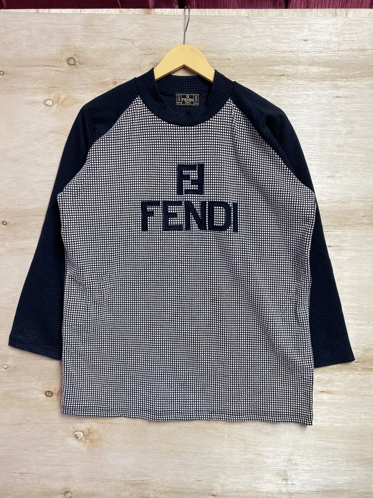 Fendi Fendi Jeans Vintage FF Embroidered Raglan Waffle Long Sleeve Size US XL / EU 56 / 4 - 1 Thumbnail