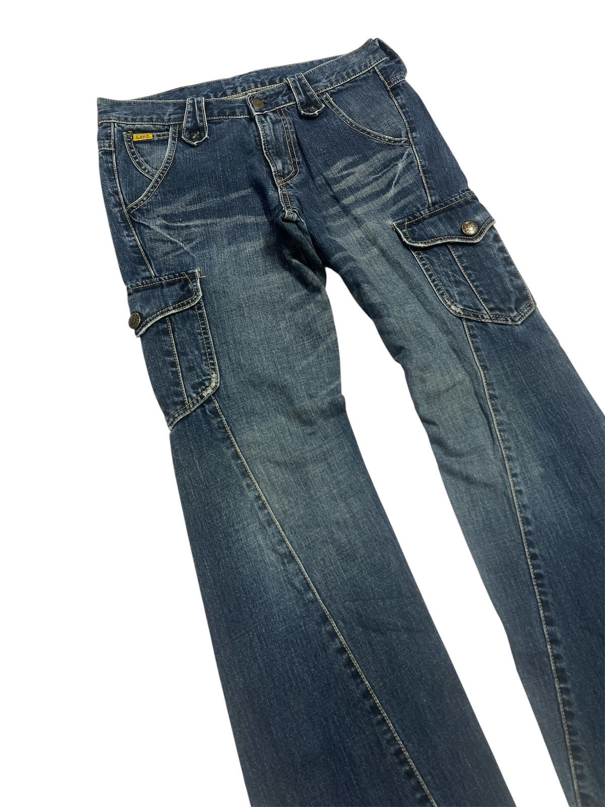 Japanese Brand FLARED 🔥 LEE RIDER CARGO TWISTED DISTRESSED DENIM PANT Size US 29 - 5 Thumbnail