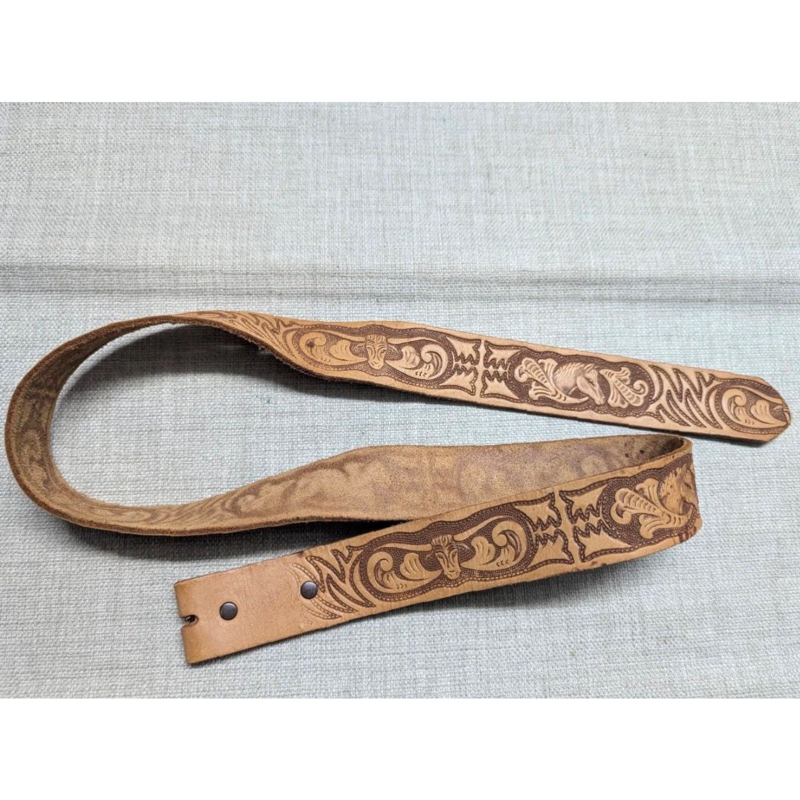 Vintage VINTAGE handcrafted western belt Tooled brown leather 36 belt 1-1/2" buckle WESTERN belt for Men Size 36 - 5 Thumbnail