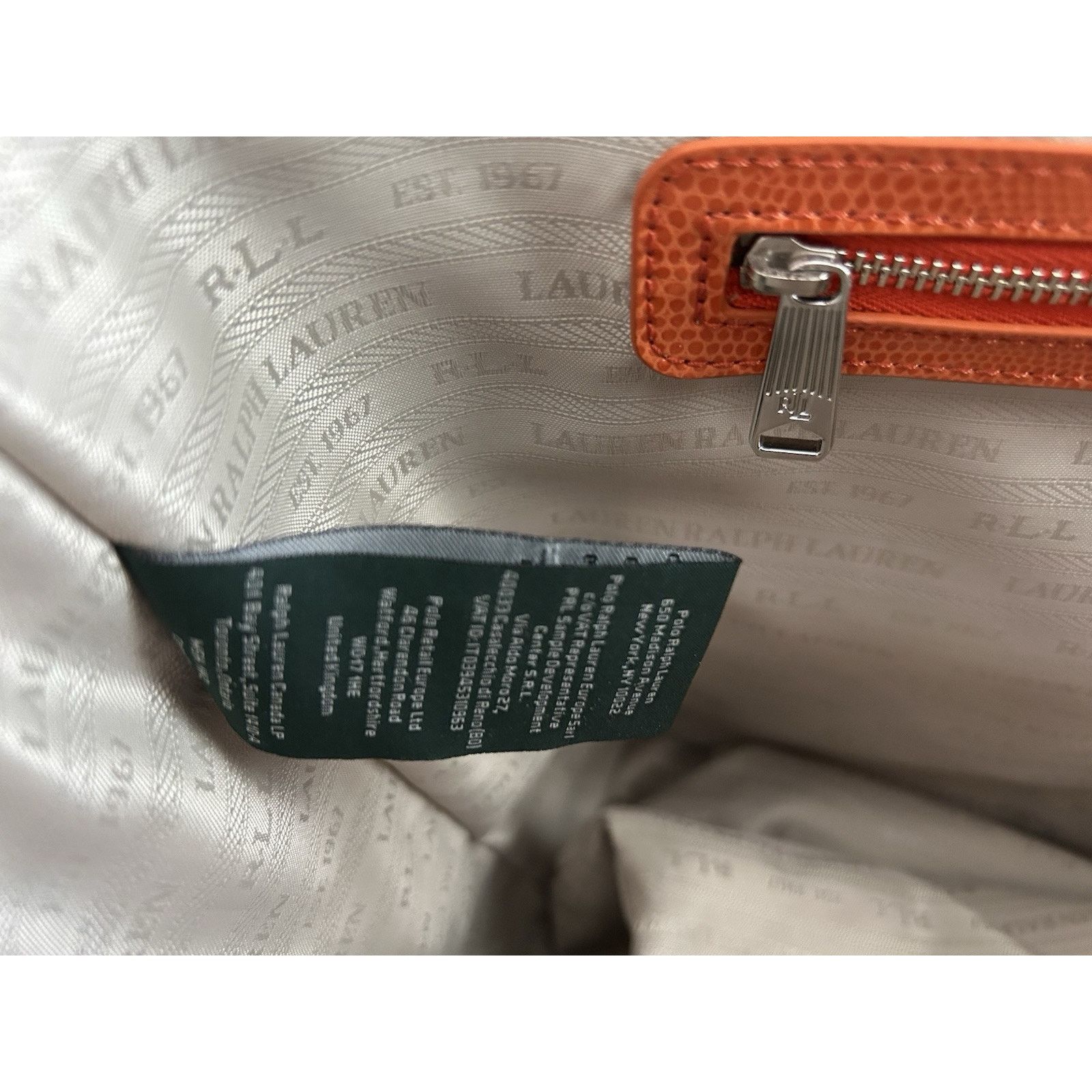 Lauren Ralph Lauren New Ralph Lauren Orange Newton Classic Tote Bag Snakeskin Size ONE SIZE - 12 Thumbnail
