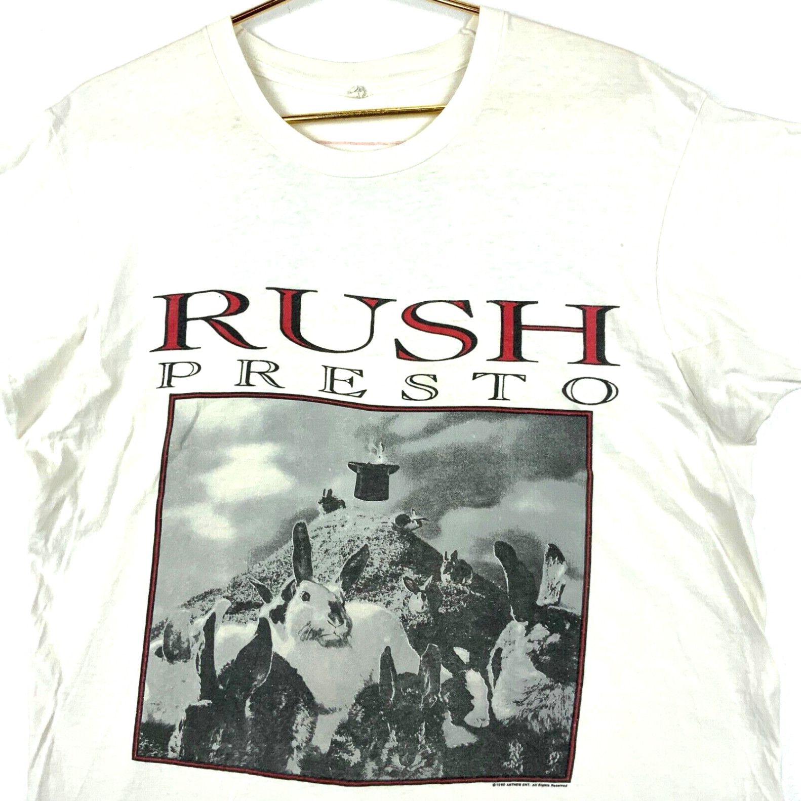 image of Screen Stars Vintage Rush Presto Tour T-Shirt Size XL 1990 Rock Band Tee Single Stitch 90's in Whit