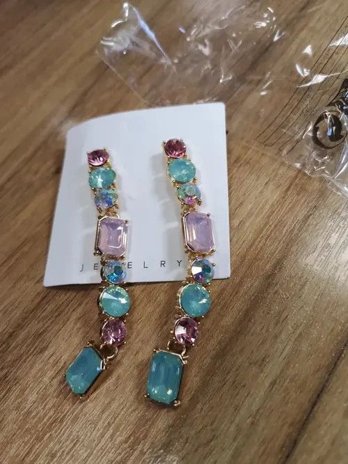 Designer × Jewelry Colorful Geometric Crystal Glass Earrings (1pairs） Size ONE SIZE - 3 Thumbnail