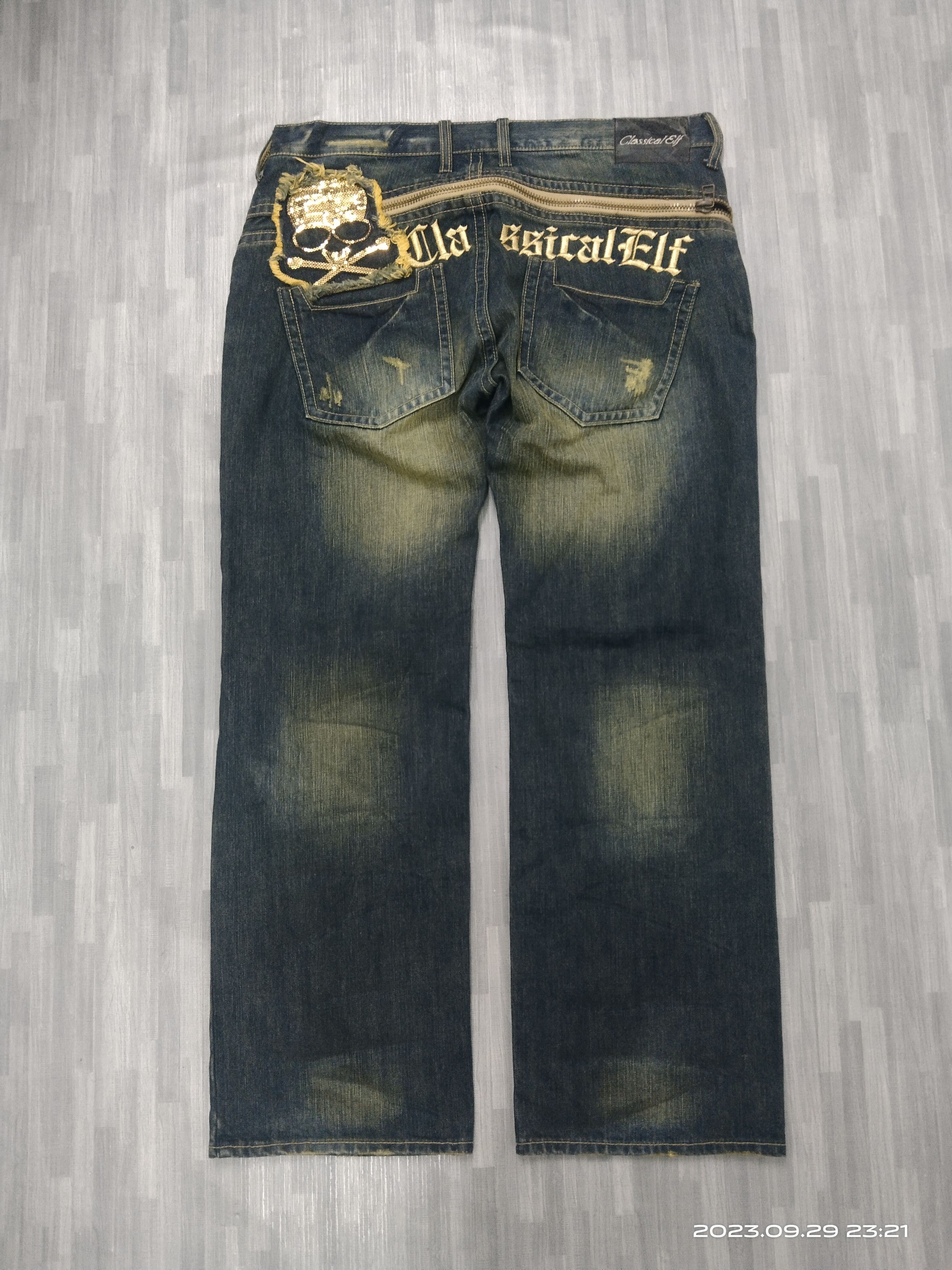 Japanese Brand SiCK RUSTY SKULL PACTHWORK SPELLOUT CLASSICAL ELF Size US 35 - 3 Thumbnail