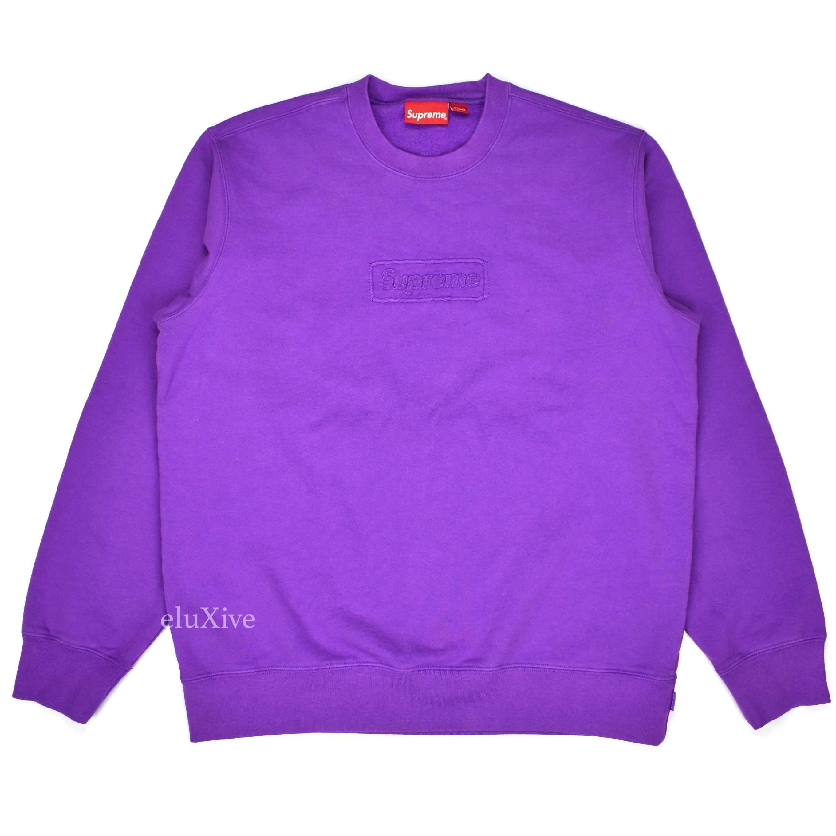 Supreme Violet Purple Cutout Box Logo Sweatshirt DS Size US L / EU 52-54 / 3 - 1 Preview