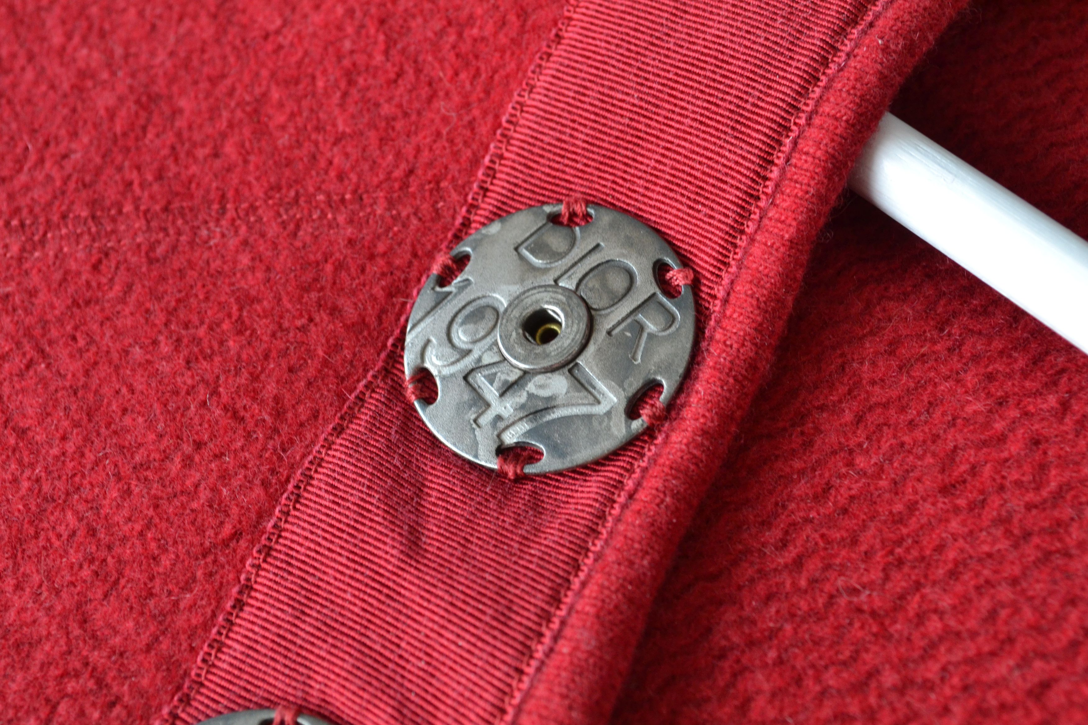 Dior DIOR Sweater Wool Knit V Neck Red Metal Logo Vintage Size M / US 6-8 / IT 42-44 - 3 Thumbnail