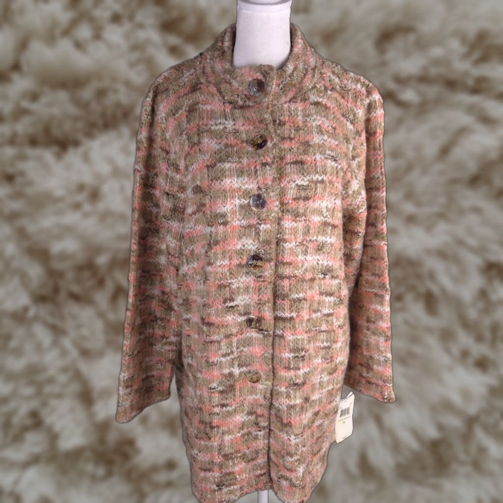 VINTAGE JH Collectibles Womens Sweater Cardigan Longline Fall Winter Petite Wool Blend Button Plaid Solid Cozy Casual