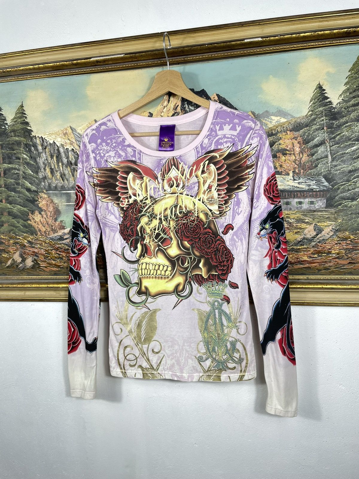 Christian Audigier × Ed Hardy × Vintage Christian Audigier Retro 00s Loose Tee Sweatshirt Cyber Size XS / US 0-2 / IT 36-38 - 3 Thumbnail