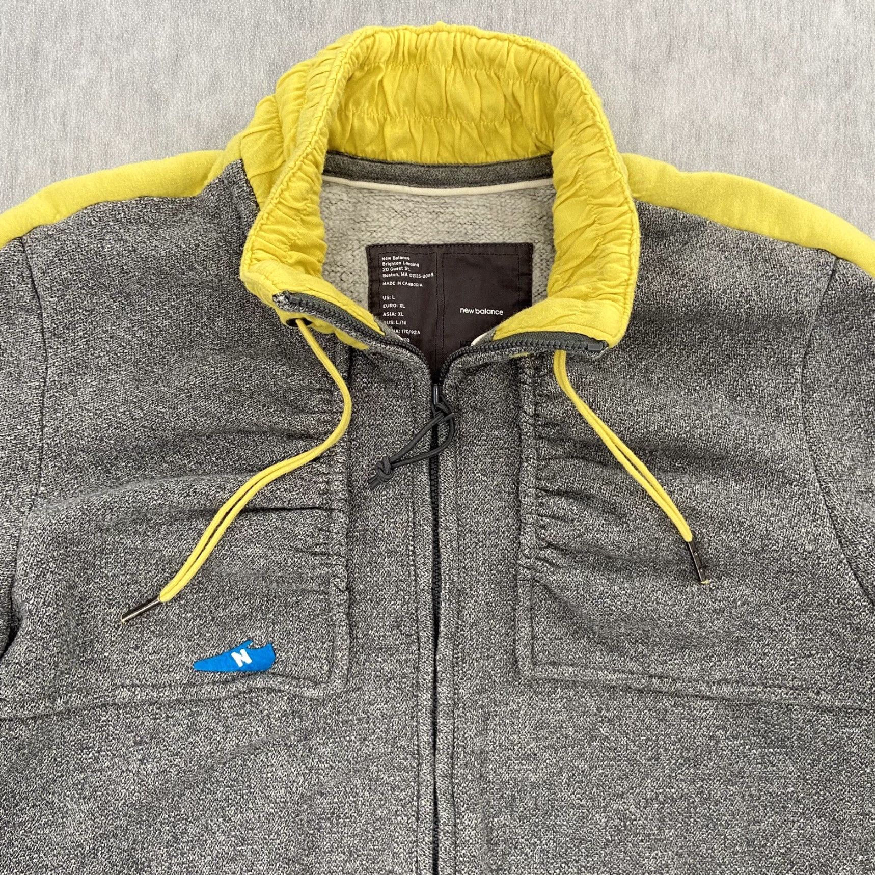 New Balance NEW BALANCE Jacket Womens Large Gray Yellow Athletic Full Zip Heritage Track Athleisure Size L / US 10 / IT 46 - 4 Thumbnail