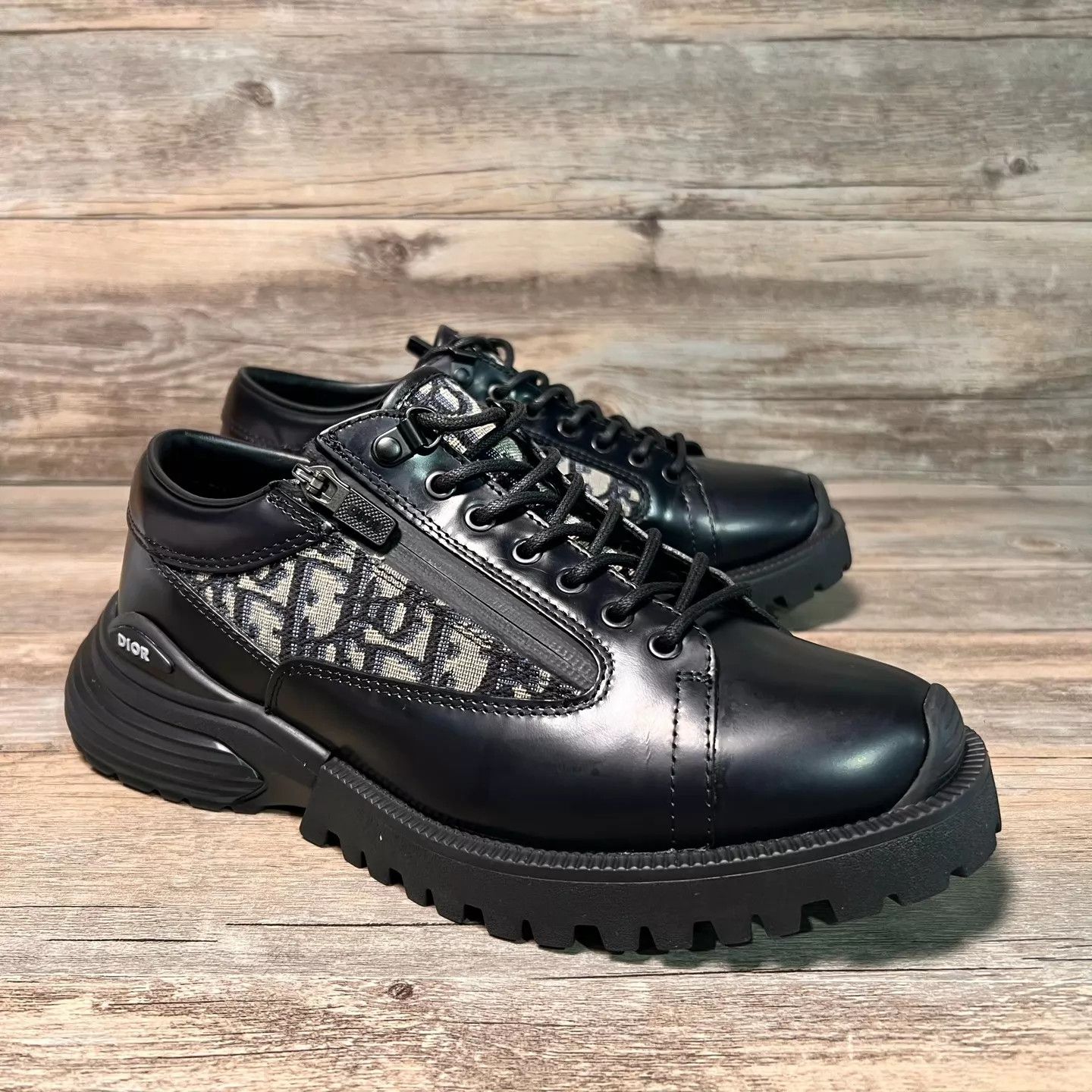 Dior DIOR Combat Black Printed Paneled Leather Shoes EU38 97new Size US 7.5 / IT 37.5 - 2 Thumbnail