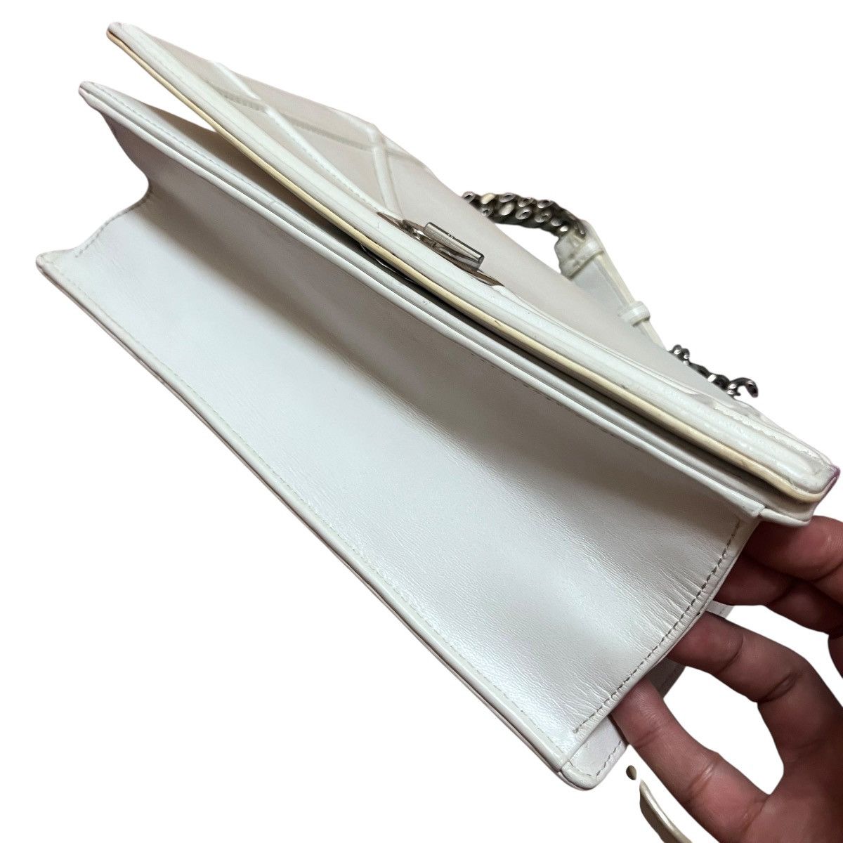 Dior CHRISTIAN DIOR White Grained Leather Diorama Medium Flap Bag Size ONE SIZE - 7 Thumbnail