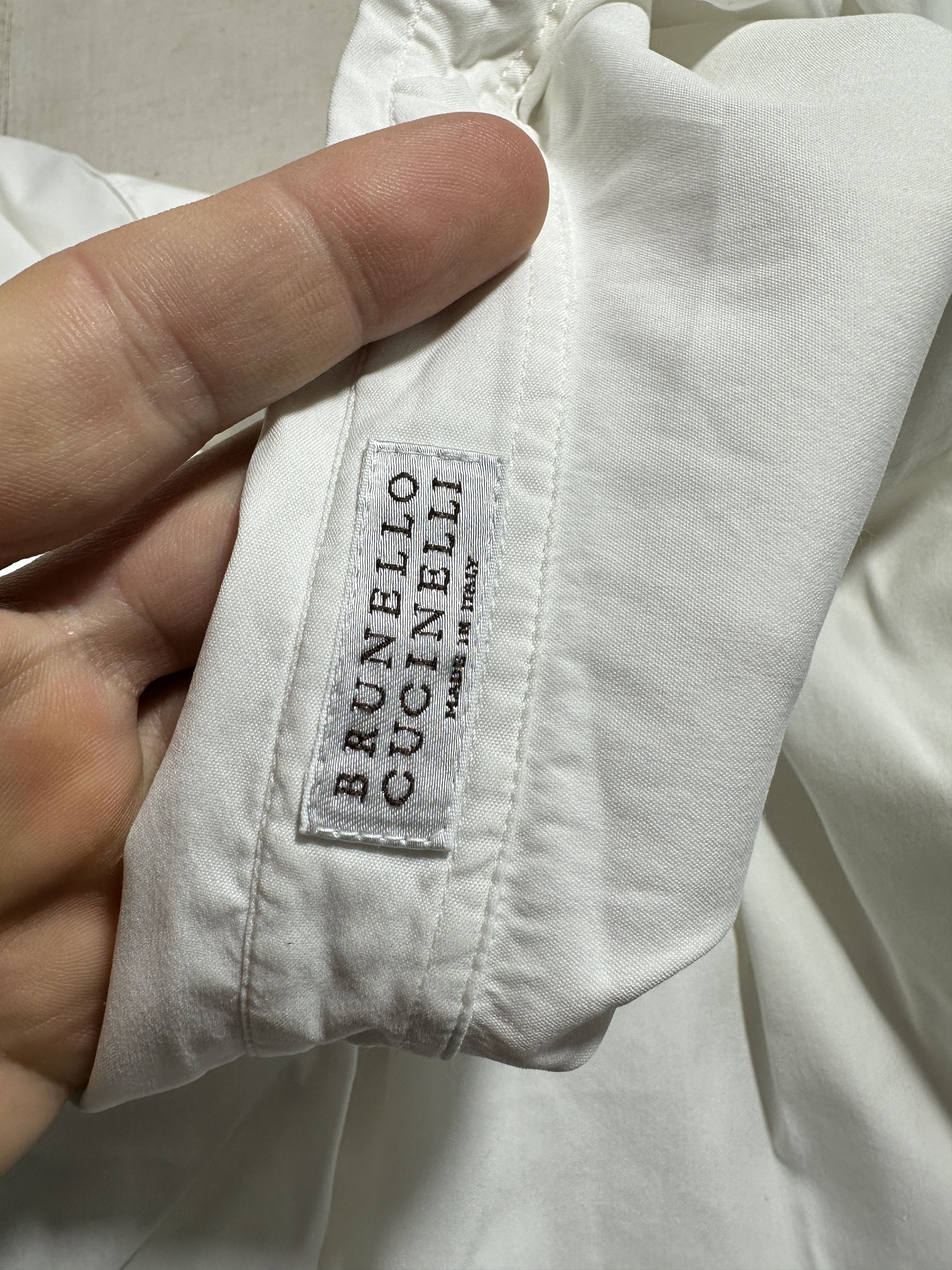 Brunello Cucinelli Brunello Cucinelli White Hidden Button Stretch Shirt Size M Size M / US 6-8 / IT 42-44 - 4 Thumbnail