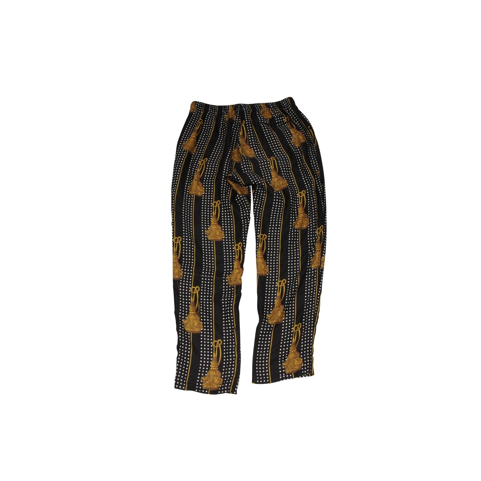 Dolce & Gabbana Tassel Polka Dot Silk Pants Black Size US 34 / EU 50 - 2 Thumbnail