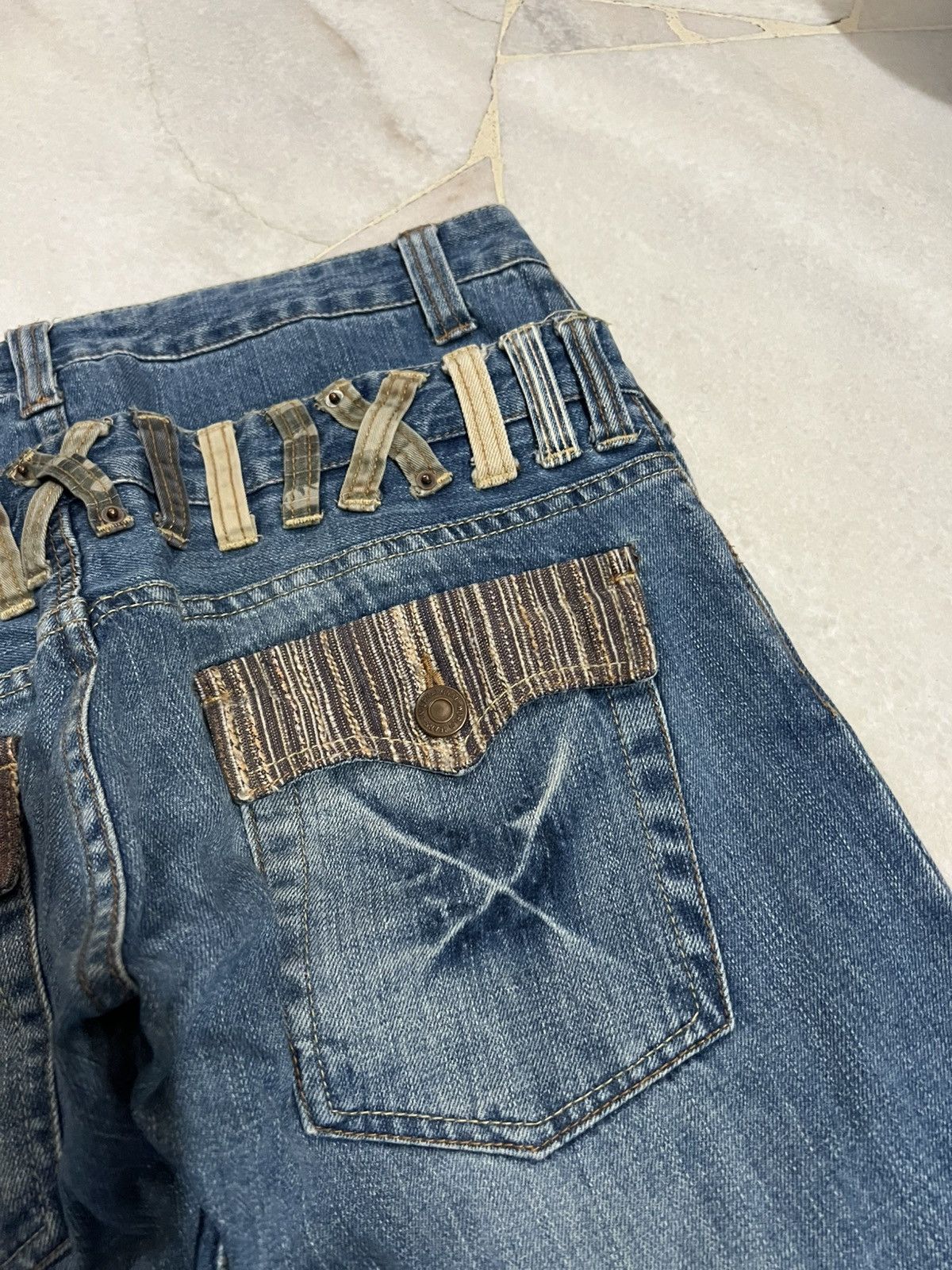 Japanese Brand DOUBLE WAIST DOMINATE HANDCRAFTED JEANS Size US 32 / EU 48 - 16 Thumbnail