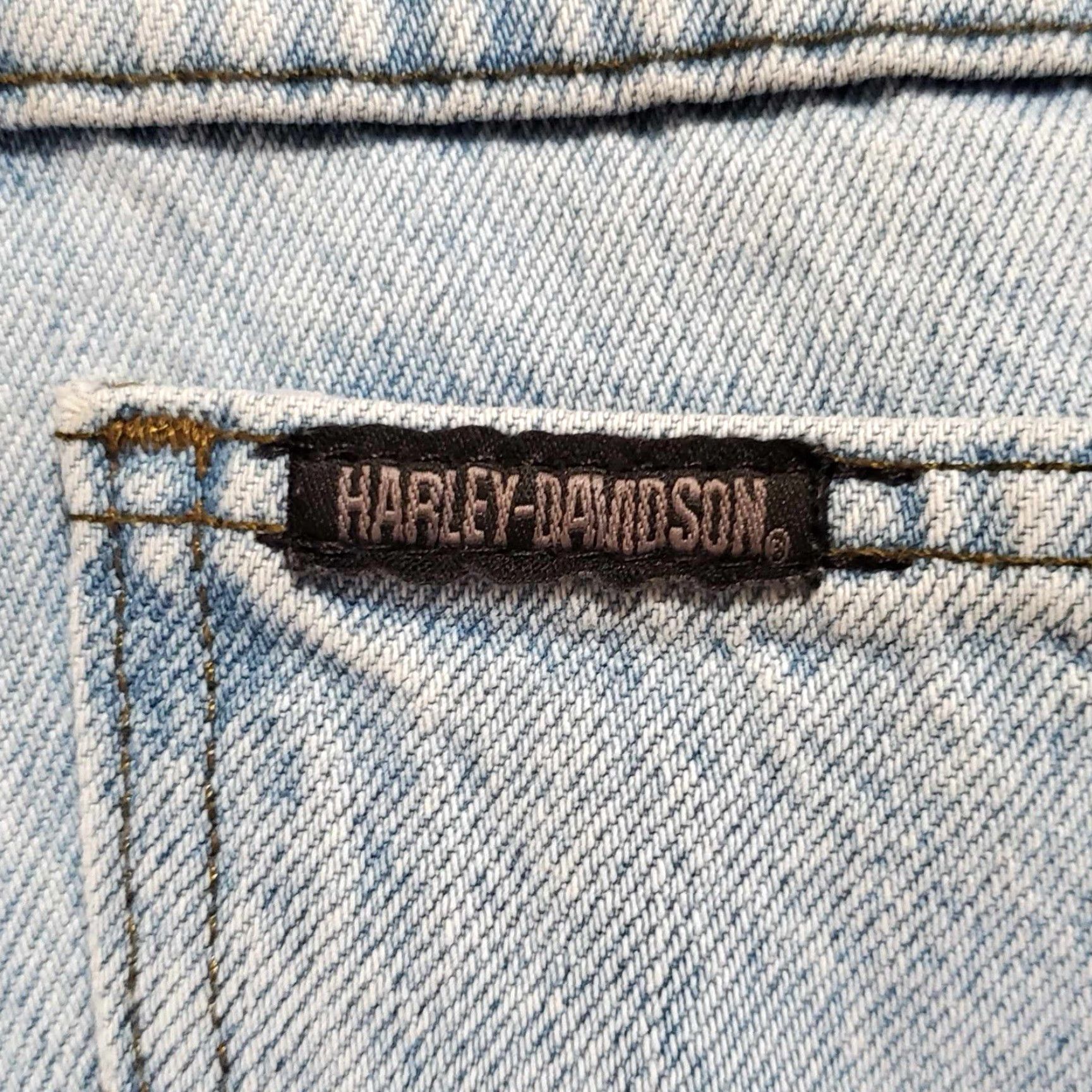 Harley Davidson VINTAGE Harley-Davidson Jeans Bootcut 8R Women's Blue Biker 2003 Y2K 30x29 Size 30" / US 8 / IT 44 - 6 Thumbnail