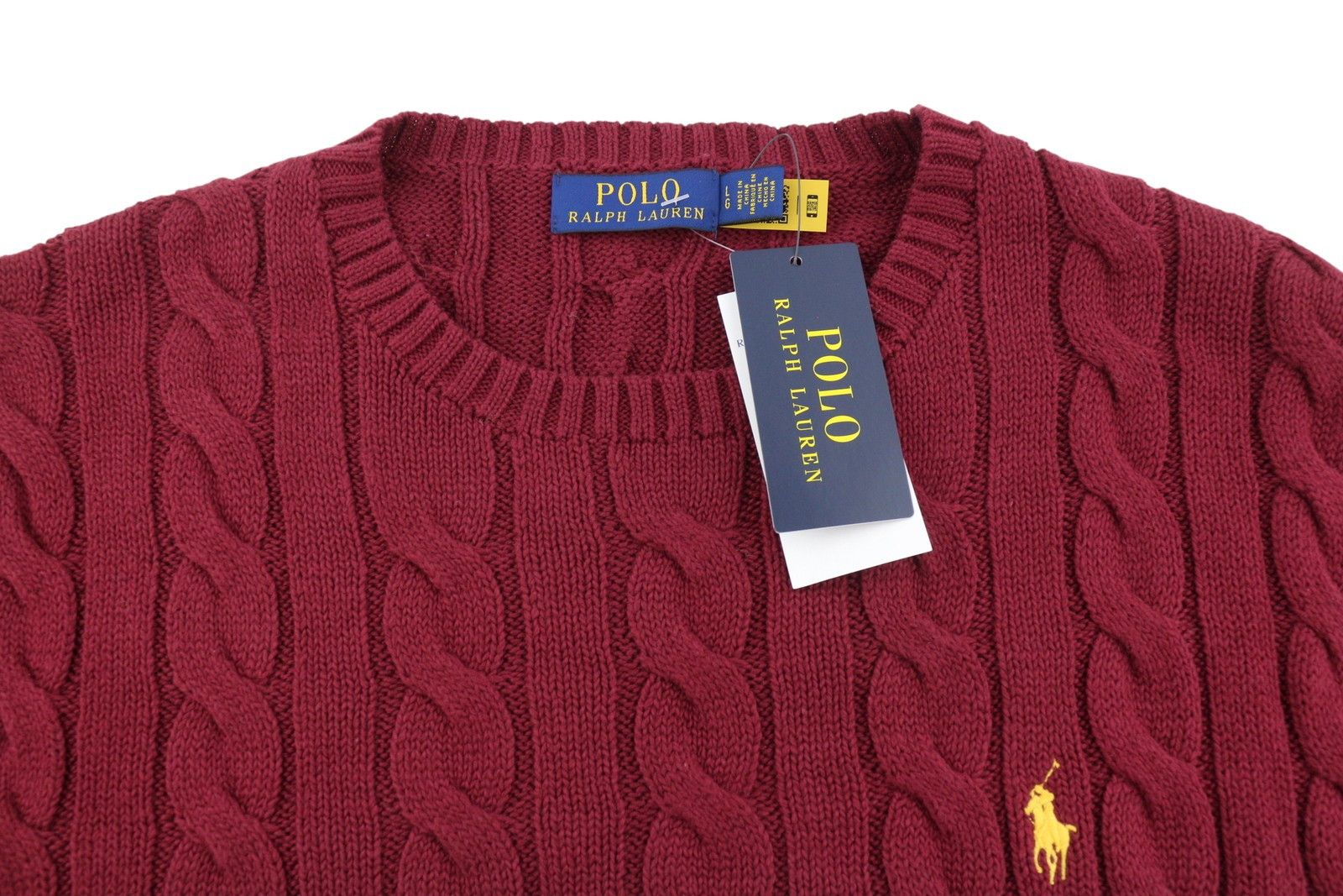 Ralph Lauren RED L Burgundy Cable Knit Pullover Jumper 86919 Size US L / EU 52-54 / 3 - 10 Thumbnail