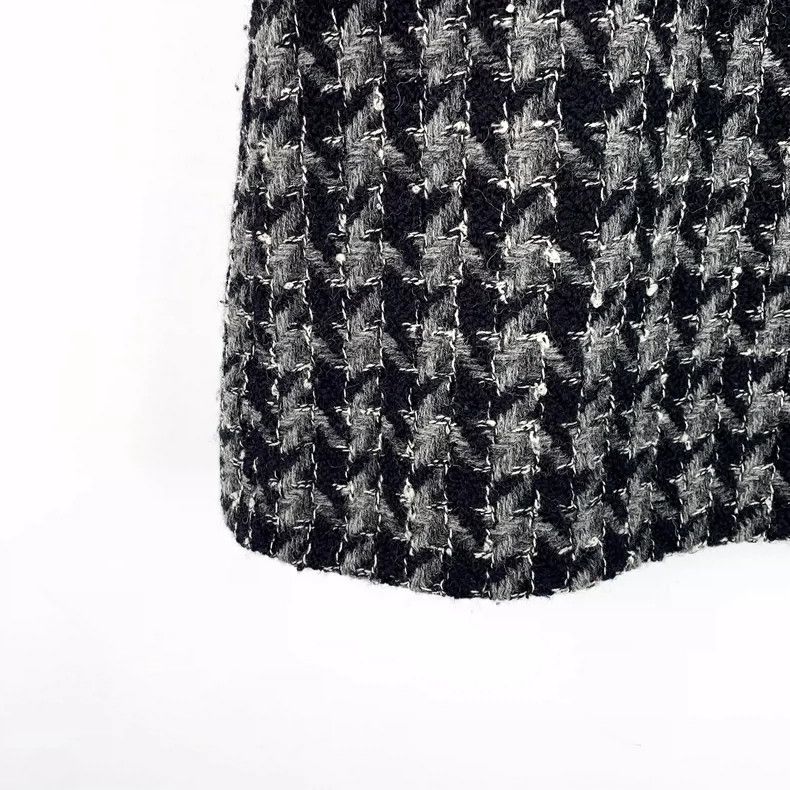 Chanel Chanel Black checkered woven tweed wool skirt 2504-Nextarro Size 42" / US 20 - 5 Thumbnail