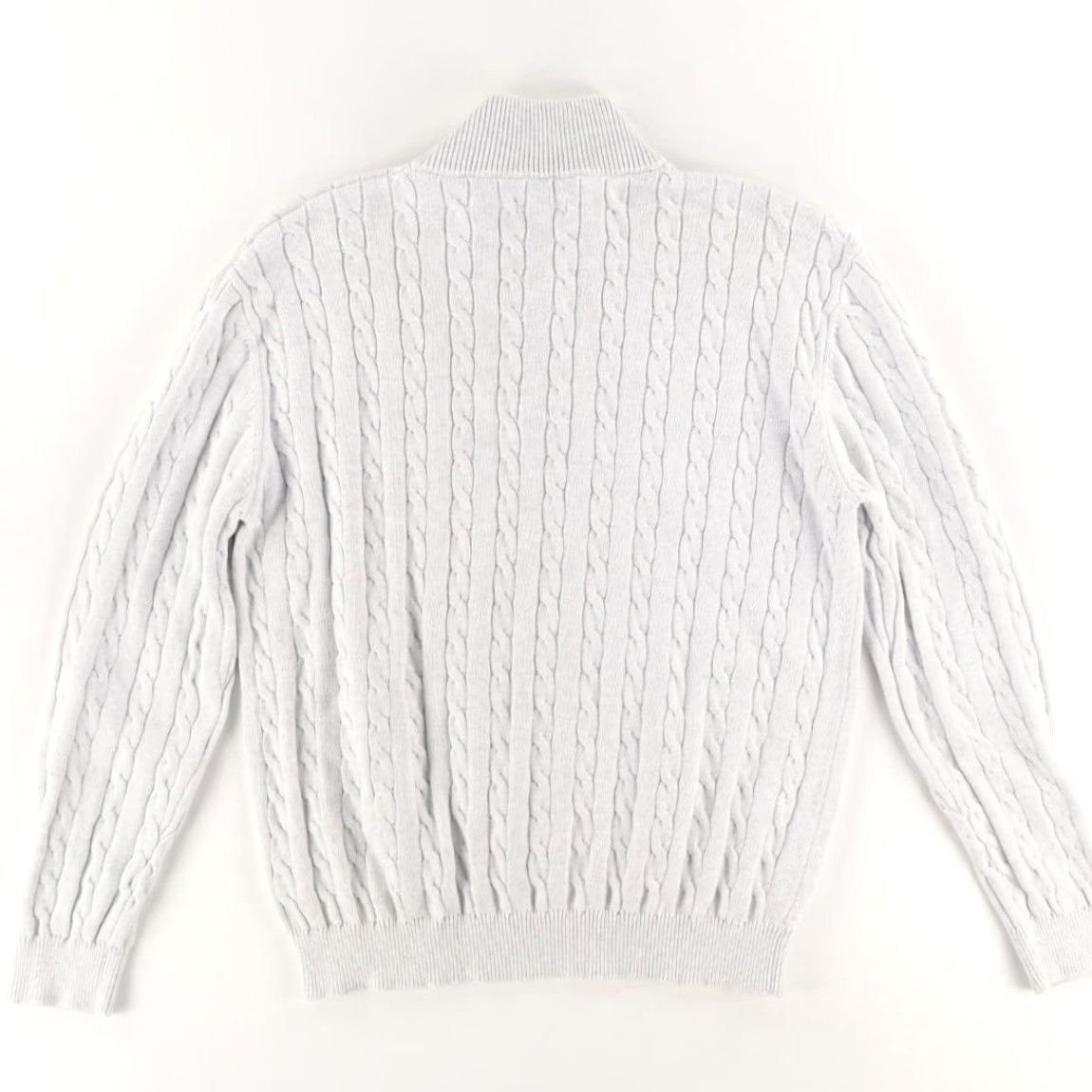 CO Collars & Co Cable Knit 1/4 Zip Sweater Gray Men's 2XL Shirt LongSleeve Mock Neck Slim Fit Size US XXL / EU 58 / 5 - 4 Thumbnail