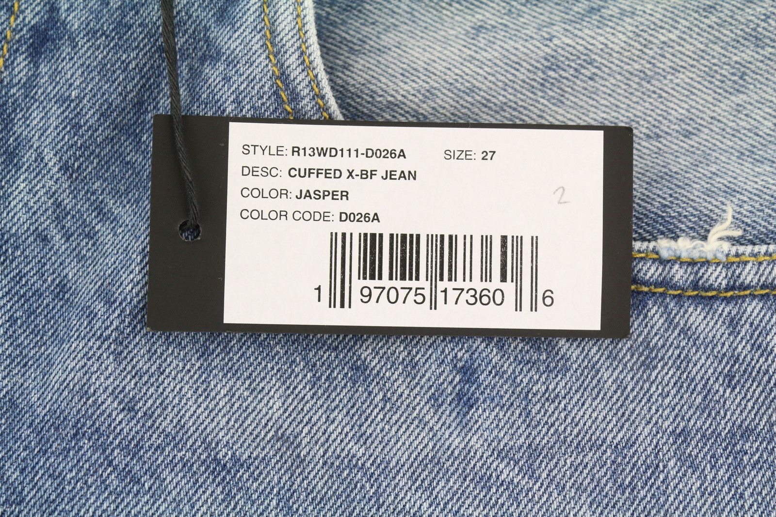 R13 CUFFED X-BF 27 Jasper Straight Whiskers Faded PF25 86662 Size 27" / US 4 / IT 40 - 7 Thumbnail