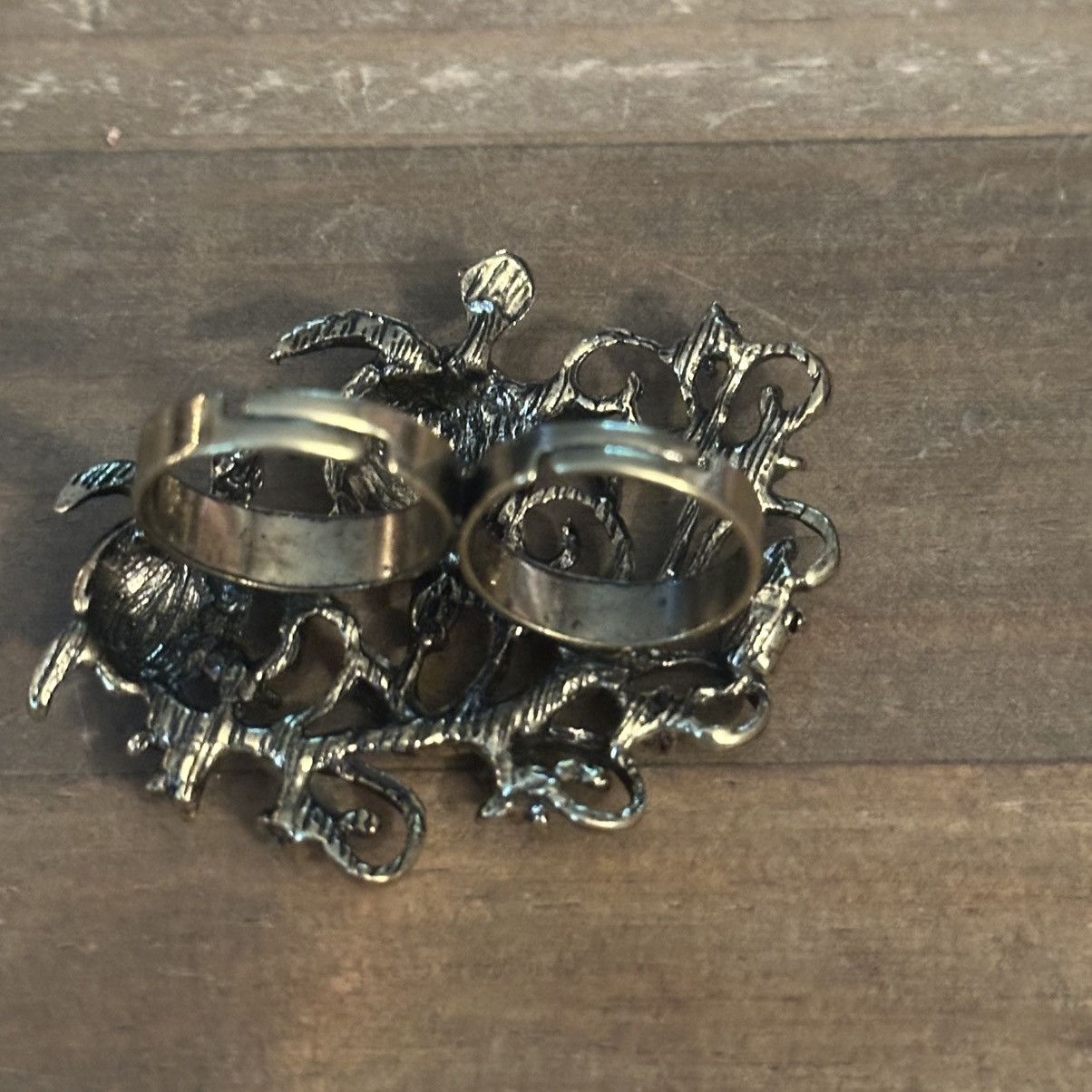 Vintage Vintage antique gold sea turtles two finger ring Size ONE SIZE - 5 Thumbnail
