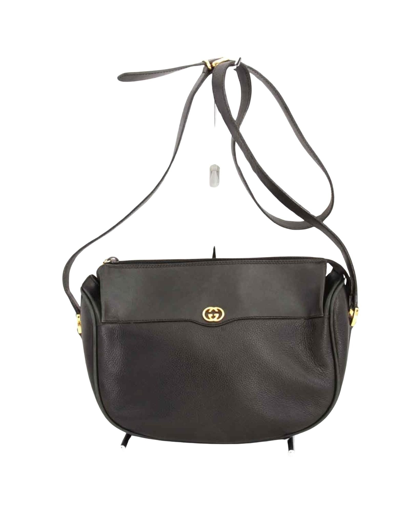 image of Gucci Sleek Black Leather Shoulder Bag, Women's