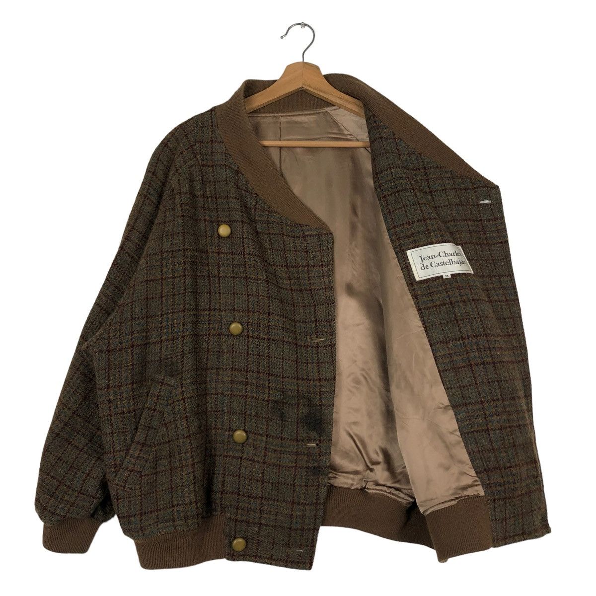 Jean Charles De Castelbajac 🔥VINTAGE WOOL HERRINGBONE BOMBER JACKET TARTAN DESIGN Size US M / EU 48-50 / 2 - 11 Thumbnail