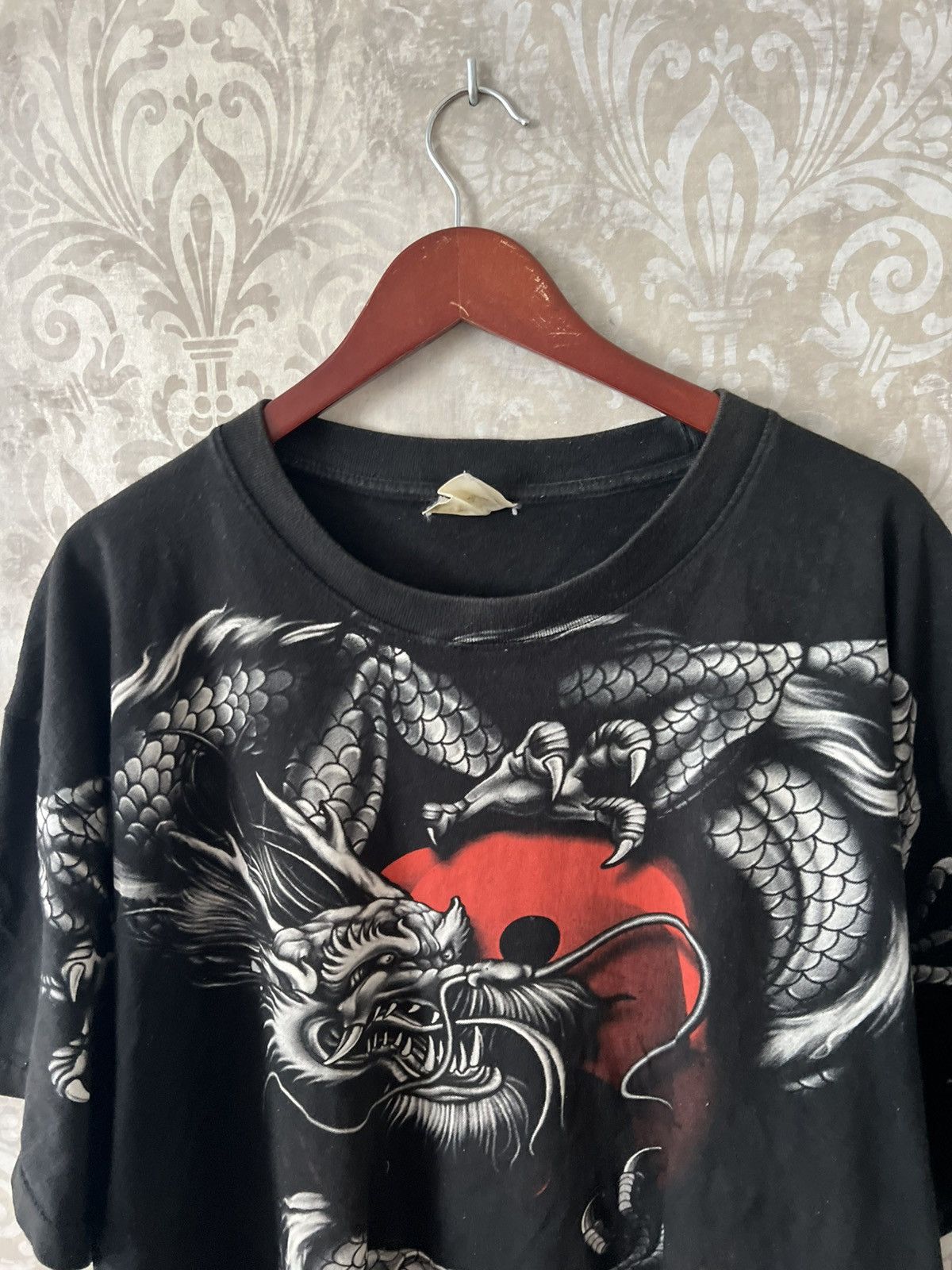 Vintage Vintage Y2K Dragon Graphic Tee Black Red Sun Japan Size US XXL / EU 58 / 5 - 4 Thumbnail