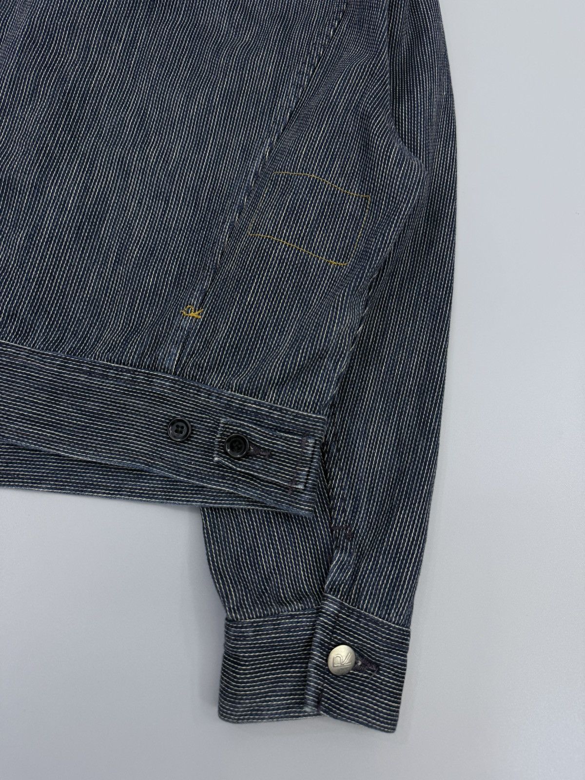 45rpm Vintage 45RPM Wabash Pinstripe Indigo Trucker Denim Jacket Size US M / EU 48-50 / 2 - 15 Thumbnail