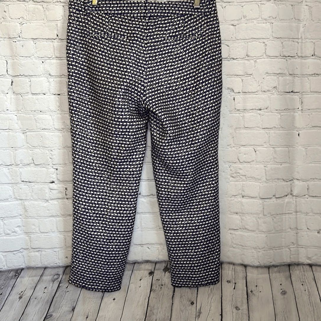 J.Crew J. Crew Cafe Capri Women’s Blue Tweed Silk Blend Black Label Pants 6 Multicolor Capri Woman Size ONE SIZE - 6 Thumbnail
