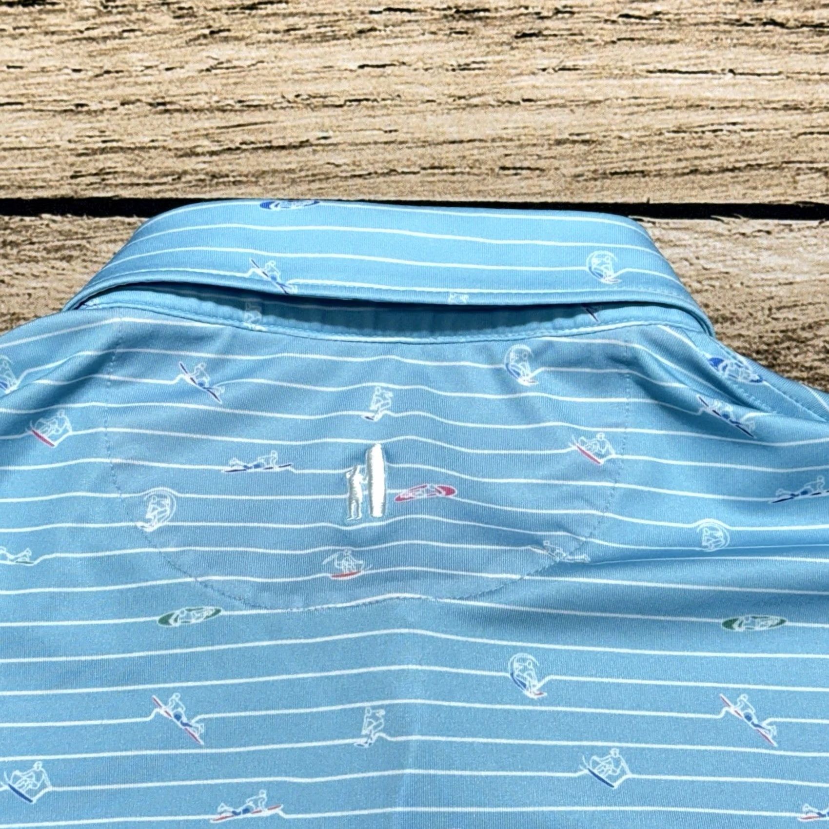 johnnie-O johnnie-O Polo Shirt Mens L Blue Surfing AOP Performance Lightweight Breathable Size US L / EU 52-54 / 3 - 6 Thumbnail