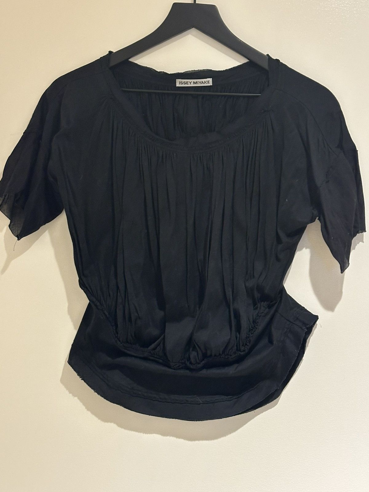 Issey Miyake Short Sleeved Blouse / 100% Cotton / Black Size S / US 4 / IT 40 - 1 Thumbnail