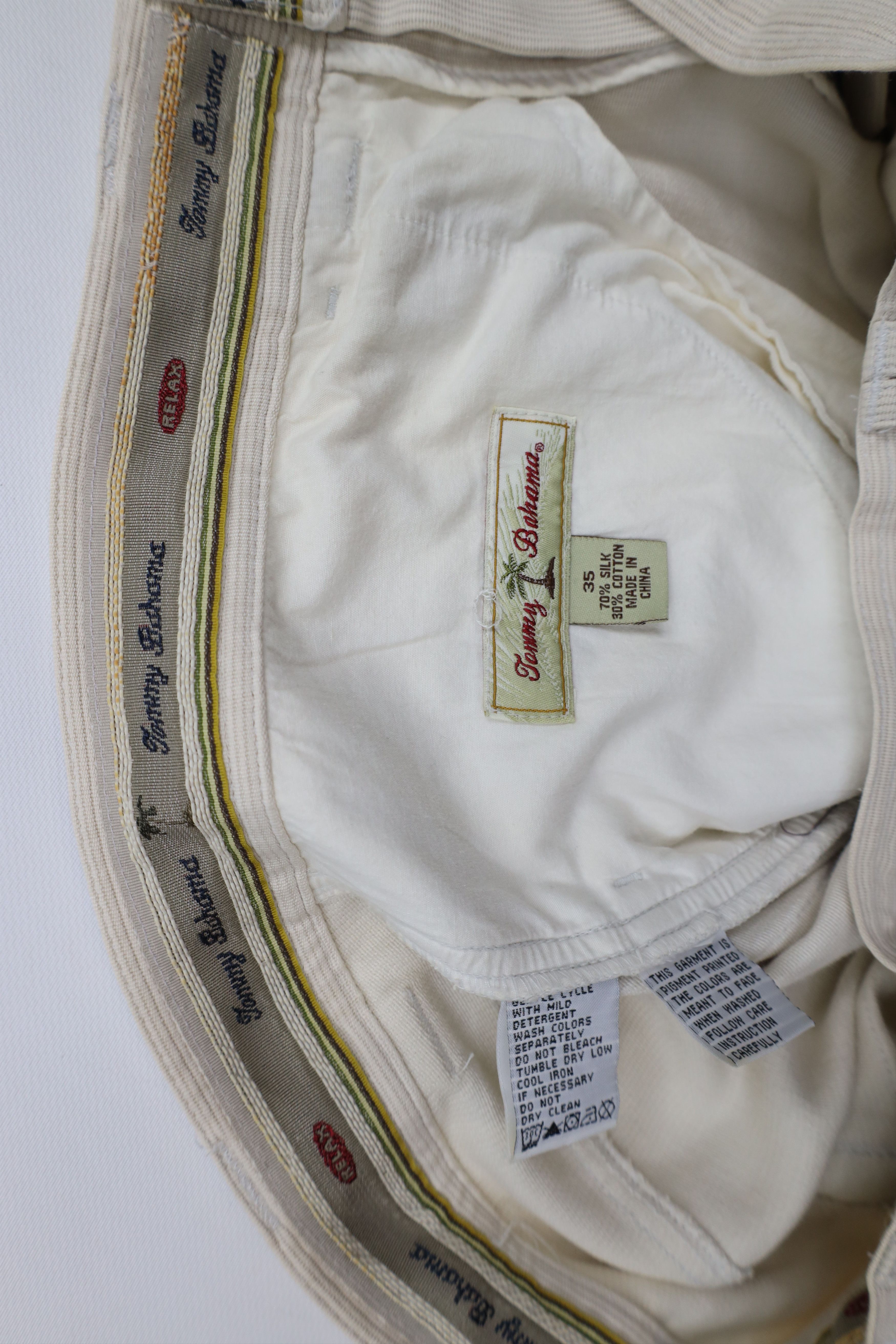 Tommy Bahama × Vintage Vintage 90s Tommy Bahama Silk Whipcord Ribbed Wide Leg Pants Size US 35 - 10 Thumbnail