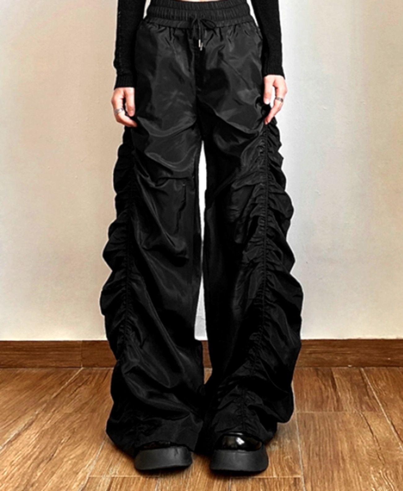 Designer × Japanese Brand × Vintage Vintage Baggy Punk Crinkle Sides Wide Leg Oversize Trousers Size US 30 / EU 46 - 5 Thumbnail