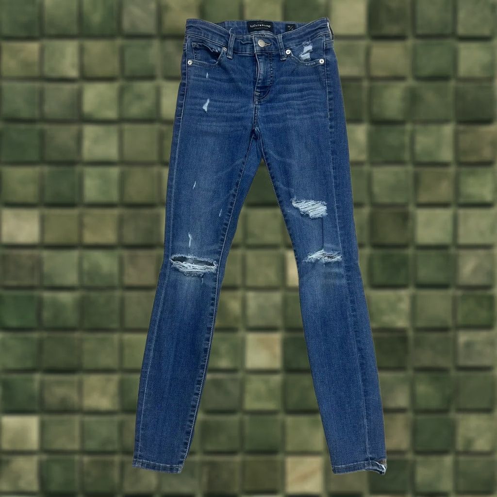 Lucky Brand Lucky Brand Ava Super Skinny Jeans Womens 00 24 Mid Rise Denim Stretch Jeans Blue Button Zipper Logo Size 25" / US 0 / IT 36 - 1 Thumbnail