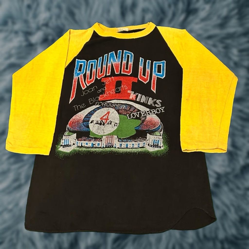 Vintage VINTAGE 80s Summer Round Up Foreigner Kinks Joan Jett Band Tee Shirt L Men Black 3/4 Sleeve Rock USA Size US L / EU 52-54 / 3 - 1 Thumbnail