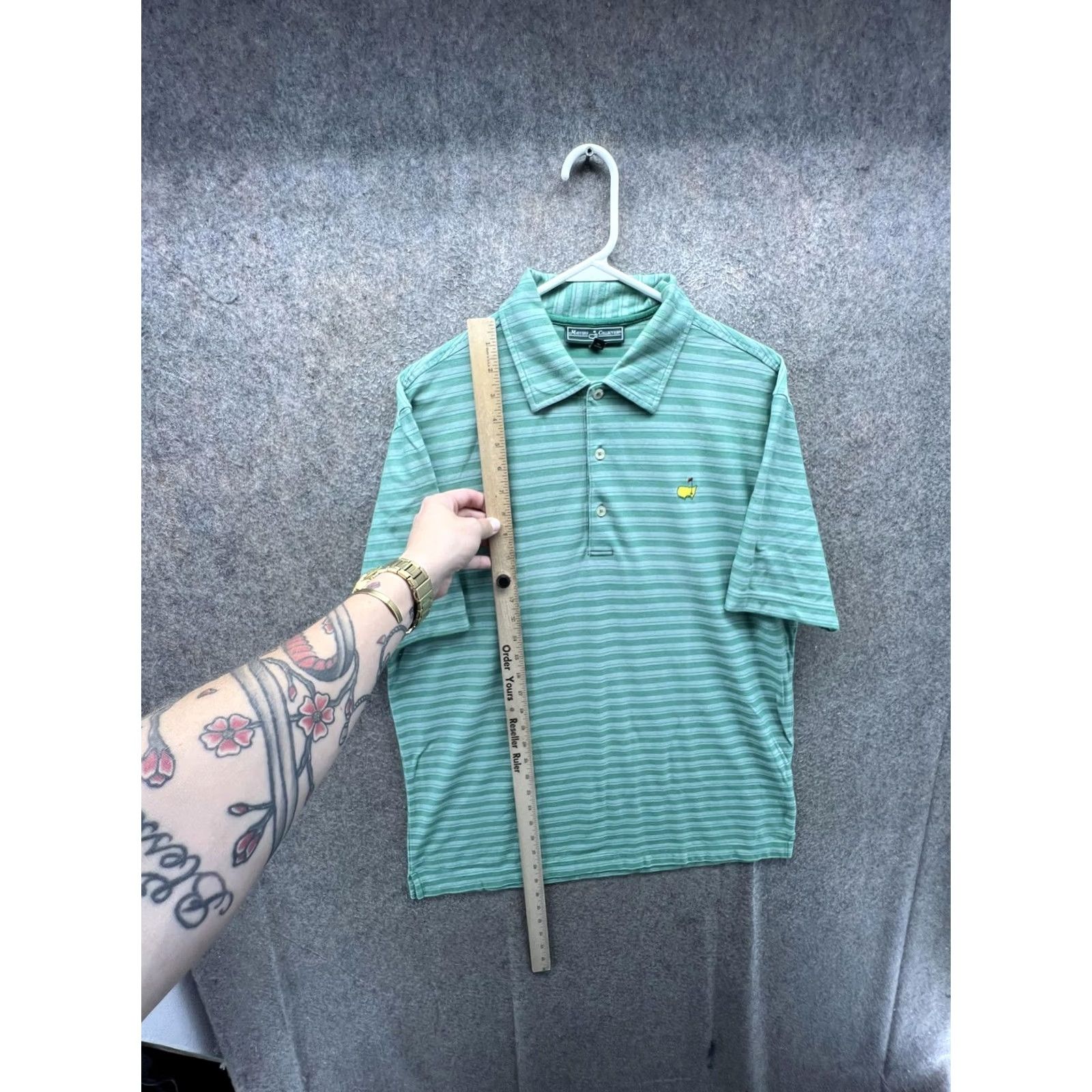 Vintage VINTAGE Masters Collection Golf Polo Shirt Mens L Green Stripe Augusta National Logo Size US L / EU 52-54 / 3 - 2 Thumbnail