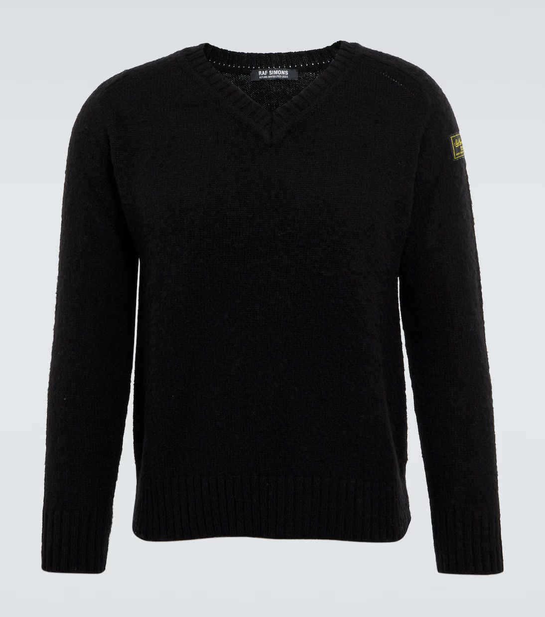 Raf Simons o1y0325 Logo V-neck Sweater in Black Size US S / EU 44-46 / 1 - 1 Thumbnail