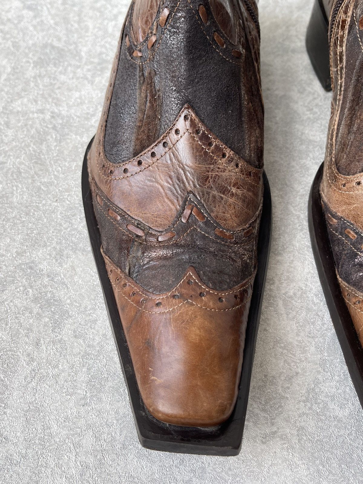 Jo Ghost GHOST Italy Distressed Leather Square Toe Boots Archive Y2K Size US 8 / EU 41 - 6 Thumbnail